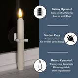Homemory 6 Pcs Window Candles With Sensor Dusk to Dawn - Ivory Stripped Candlesticks With Suction Cups, Roman Column Battery Operated Flameless LED Taper for Christmas
