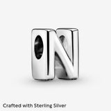 PANDORA Letter N Alphabet Charm - Compatible Moments Bracelets - Jewelry for Women - Gift for Women in Your Life - Made with Sterling Silver