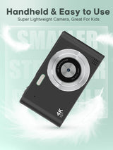 Digital Kids Camera 1080P Vlog Camera with 64GB, Lanyard, 16X Zoom Anti Shake, Card Reader 44MP Compact Portable Point Shoot Digicam for Kid Teen Girl Boy Christmas Halloween Thanksgiving(Black)