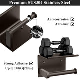 Tindbea Toilet Paper Holder with Phone Shelf, Adhesive or Screw Wall Mount Toilet Tissue Roll Holder, Rustproof & Multifunctional Stainless Steel Bathroom Storage Dispenser (Bronze)