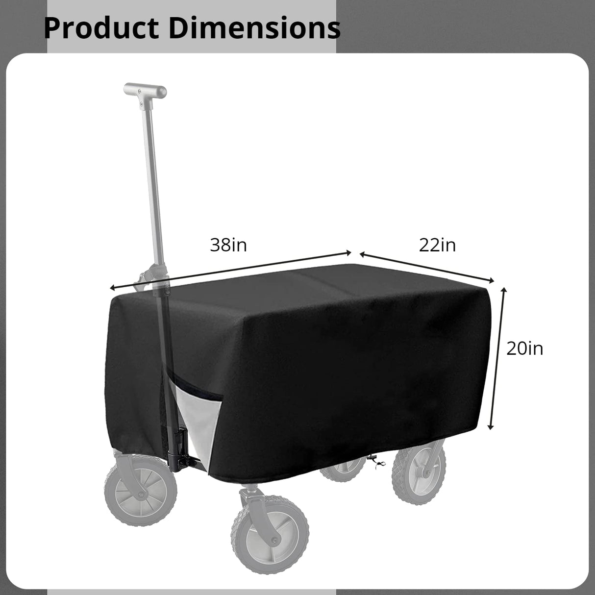 Outdoor Folding Wagon Cover 600D Oxford Cloth Protective Cover Waterproof Garden Wagon Cart Cover Heavy-Duty Dustproof Covers for Collapsible Wagon Carts (97*56*51cm/38 x 22 x 20 inch)