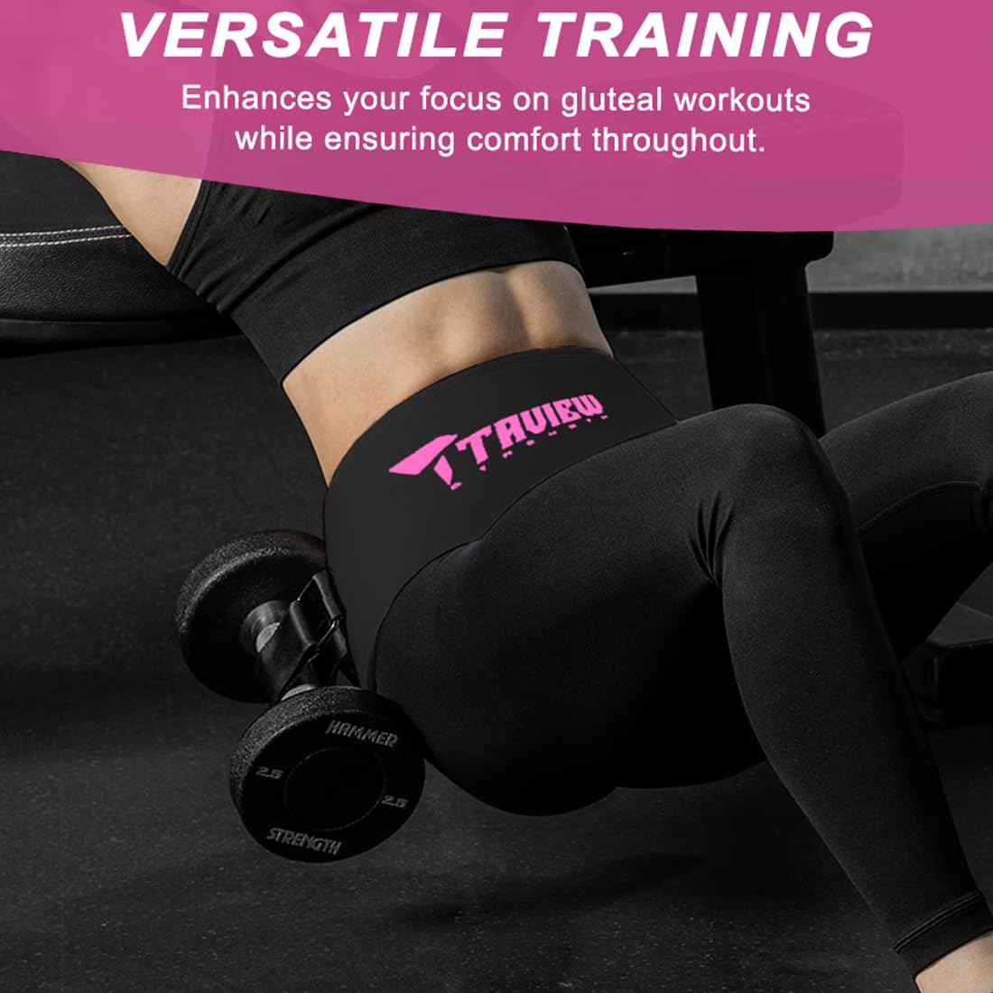 Hip Thrust Belt for Gym & Pilates,Booty Belt for Hip Thrust,Hip Belt Pad for Glute Bridge Butt Workout with Dumbbells Kettlebells for Lunges Reverse Squat (Black&Pink)