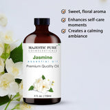 MAJESTIC PURE Jasmine Essential Oil | 100% Pure and Natural Jasmine Oil | Premium Grade Essential Oils for Hair Care, Home Diffusers, Skin, Aromatherapy, Massage and Humidifiers | 4 Fl Oz
