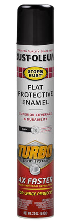 Rust-Oleum 376298 Stops Rust Turbo Spray System Spray Paint, 24 oz, Flat Black