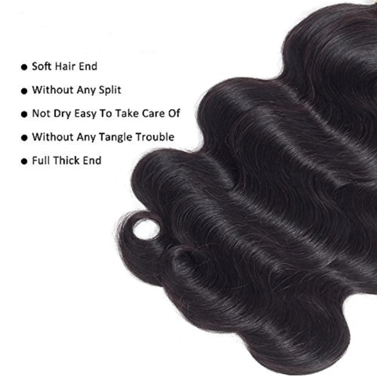 Body Wave Bundles Human Hair 18 20 22 24 Inch 100% Unprocessed 12A Brazilian Hair 4 Bundles Human Hair Body Wave Hair Extensions Natural Black