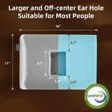 USlixury Piercing Pillow - Ear Piercing Pillow with Foam Plug, 4''H Mini Donut Plilow with 4.7x3.2 Off Center Ear Hole, CertiPUR-US Memory Foam Hole Plilow for Side Sleeper, Satin Cover, Silver Grey