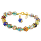 Glass of Venice Murano Bracelet - Italian Multicolor Sommerso Sparkling Beads Handmade Blown Glass for Women