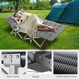 ABORON Folding Camping Cot W/Mat for Adults, Heavy Duty Outdoor Bed with Carry Bag,1200 D Layer Oxford Travel Camp Cots