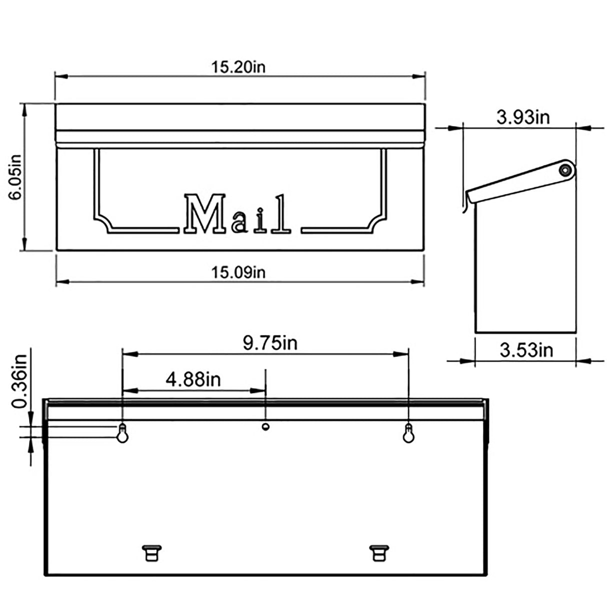 ARCHITECTURAL MAILBOXES Townhouse Galvanized Steel, Wall-Mount Mailbox, Black Small