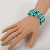 YACQ Turquoise Stretch Cuff Bracelet 5 Layer Braided Chunky Chakra bracelet Handmade Jewelry for Women Girlfriends Wife 7.5"