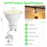 BUBO GU10 LED Bulb 6W Equivalent 50W, 2700K Soft White 650 Lumens, Non-Dimmable GU10 Bulb Replacement for Track Lighting, MR16 LED Bulb for Kitchen, Range Hood, Living Room, Bedroom, 10 Pack