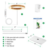 LPMZMBL One Head Grow Light for Indoor Plants Full Spectrum - Floor Standing Plant Lamp with Auto Timer 6/12/18H, 5-Level Dimmable & Adjustable Height 16.5-68in for Large Tall Plants |Faux Wood Design
