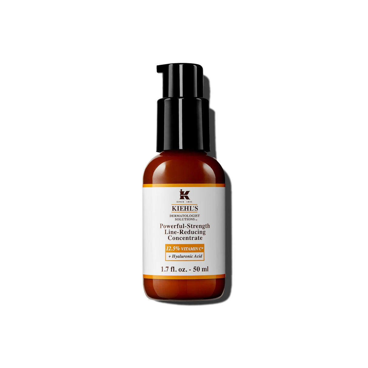 Kiehl's Powerful-Strength 12.5% Vitamin C Serum, Line-Reducing Concentrate for Face, Boosts Radiance & Firmness, Smooths & Plumps Skin, with Hyaluronic Acid, Dermatologist-Tested - 1.7 fl oz