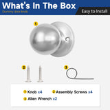 RAFECIEE Dummy Door Knob Without Lock, Closet Door Knob 4 Pack, Individual Non-Turning Single Side Brushed Nickel
