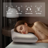 USlixury Piercing Pillow - Ear Piercing Pillow with Foam Plug, 4''H Mini Donut Plilow with 4.7x3.2 Off Center Ear Hole, CertiPUR-US Memory Foam Hole Plilow for Side Sleeper, Satin Cover, Silver Grey