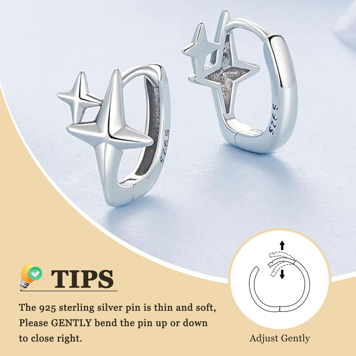 MUNDELL Silver Star Huggie Hoop Earrings for Women Hypoallergenic Earrings