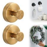 Suction Cup Hooks for Door Wreaths, 2025 Upgraded Wreath Hangers for Front Door, Halloween Christmas Suction Cup Wreath Hanger Holder for Glass Window Towel Shower Hooks Door Bathroom (2, Gold)
