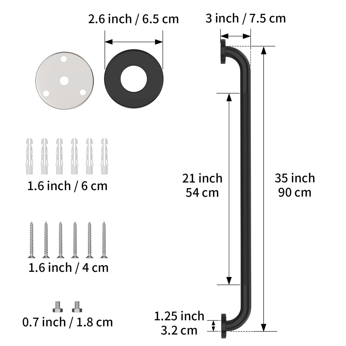 36 Inch Shower Grab Bar Oil Rubbed Black, Munzong Anti Slip Bathroom Grab Bar, Knurled Bathroom Balance Bar,Safety Hand Rail Support Handicap Elderly Injury Senior Assist Bath Handle