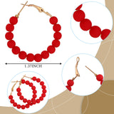 Sureio 16 Pairs Beaded Hoop Earrings Women Round Bead Earrings, 1.37 Inch