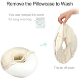 Washable Silky Satin Ear Piercing Pillow with Removable Pillowcase Smooth Cooling Donut Pillows Hole for Ear Pain Relief CNH Sleeping Pressure Sore Side Sleepers Ear Guard Protector, Champagne
