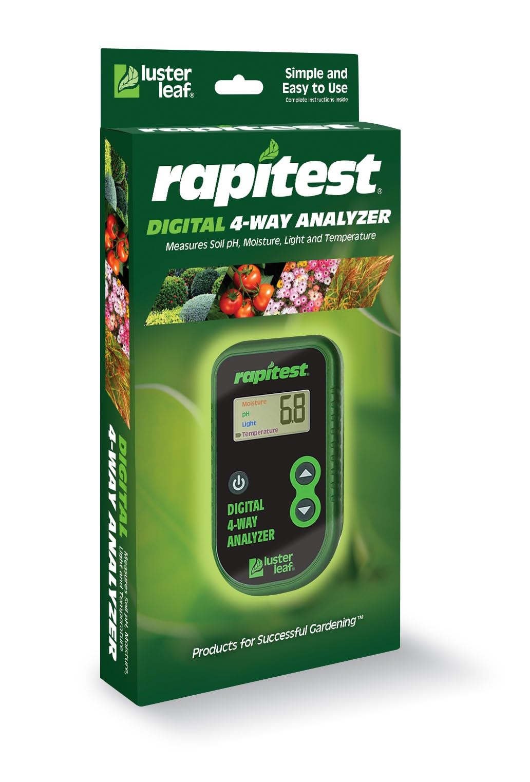 Luster Leaf Rapitest 4-Way Digital Soil Analyzer for pH, Moisture, Temperature, and Light – Designed and Engineered in the USA