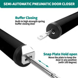 2 PCS Screen and Storm Door Closer Kit, Heavy Duty Pneumatic Screen and Storm Door Closer, Screen and Storm Door Push Button Latch Set Replacement Kit, Adjust Smooth Closing Speed (Black)
