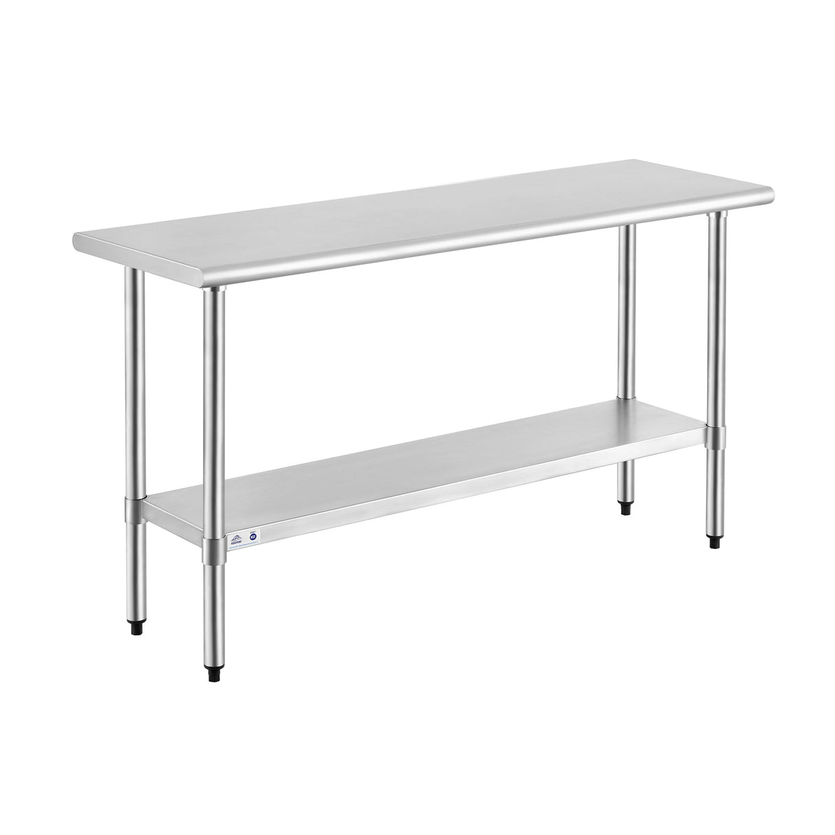 ROCKPOINT Stainless Steel Table for Prep & Work 18x60 Inches, NSF Metal Commercial Kitchen Heavy Duty Table with Adjustable Under Shelf and Table Foot for Restaurant, Home and Hotel