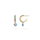 COACH Pave Enamel Heart Huggie Earrings Multi One Size