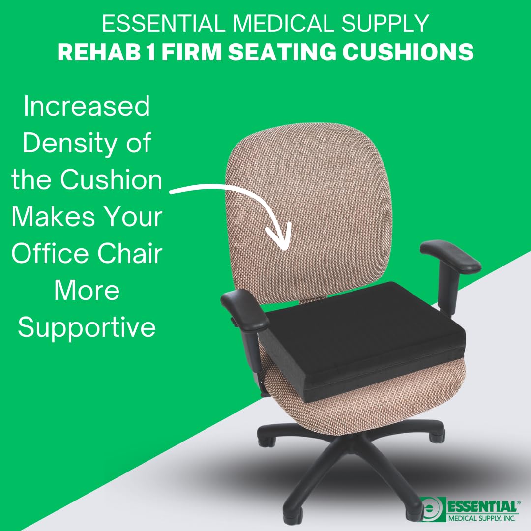 Essential Medical Supply Rehab 1 Foam Cushion - Extra Thick Seat Cushion for Office Chair, Wheelchair, and Car - Provides Additional Support and Pain Relief for Seniors - 18" x 16" x 3"