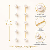 Freshwater Genuine Baroque White Pearl Dangle Earrings for Women