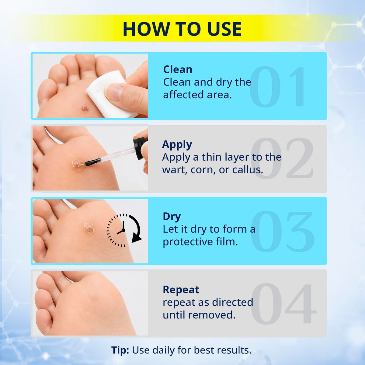 Dr.Johnes Fast-Acting Wart Remover Liquid: 40% Salicylic Acid Maximum Strength Plantar Wart and Corn Remover with Bee Venom for Hands, Feet and Toes