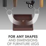 VOCOMO 5X5 Rubber Caster Cups, Non Slip Furniture Pads, Anti-Slip Gripper, Anti Skid Furniture Feet, Anti Slide Floor Protector for Bed Couch Stoppers - 4 Pack Brown
