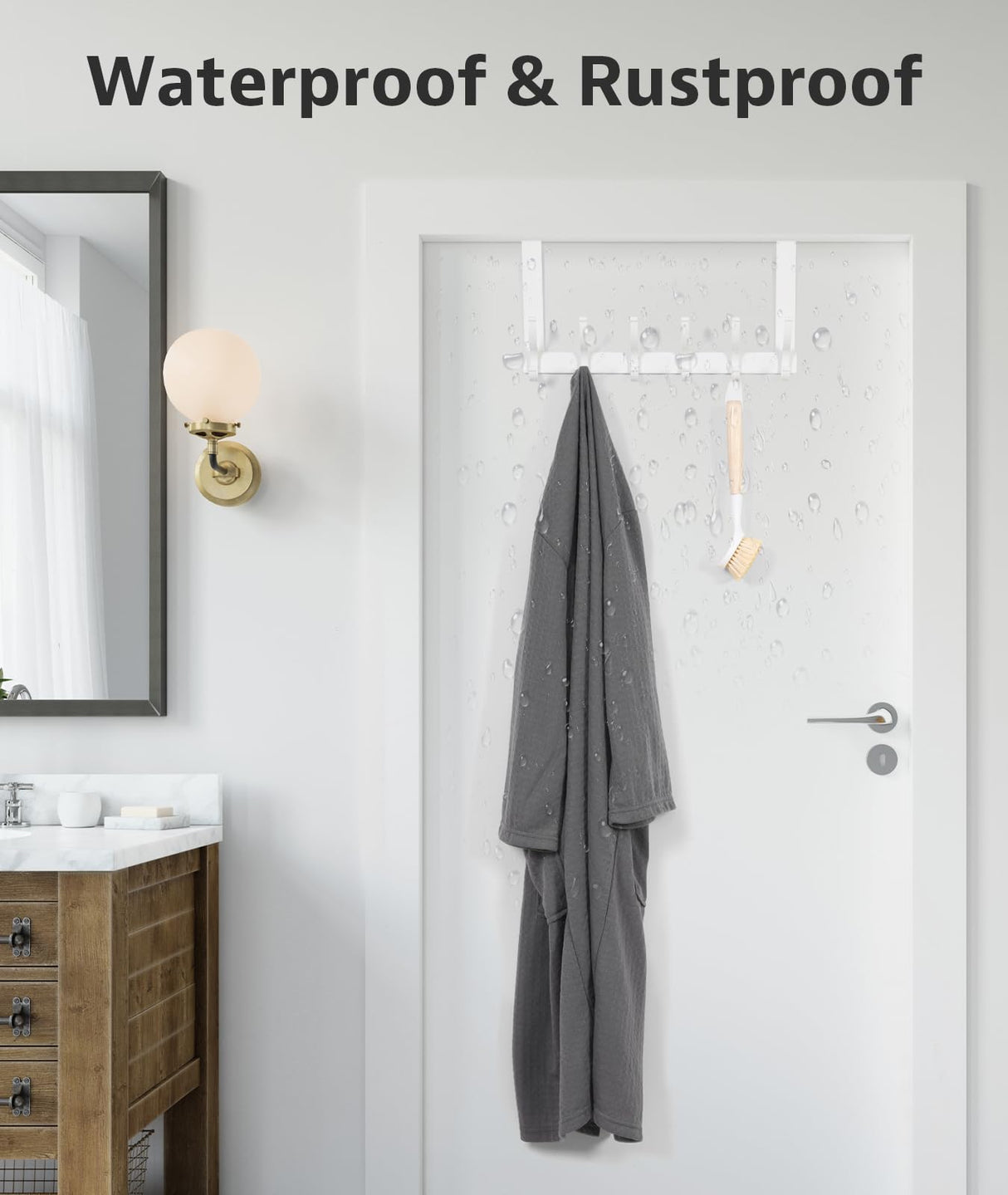 Optish Door Hooks for Hanging, Over The Door Towel Racks for Bathroom, Coat Rack Door Towel Hanger Towel Hooks (2Pack, White, Fit 1-3/4" Doors)
