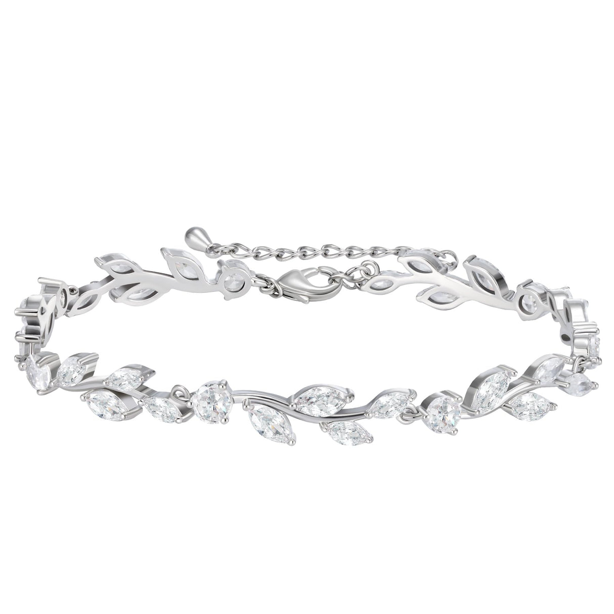 SWEETV Cubic Zirconia Wedding Bridal Bracelet for Brides,Bridesmaids, Silver Crystal Elegant Tennis Bracelet for Women Prom Jewelry Gifts (Style6-Silver)