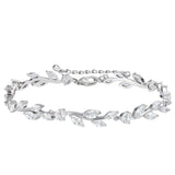 SWEETV Cubic Zirconia Wedding Bridal Bracelet for Brides,Bridesmaids, Silver Crystal Elegant Tennis Bracelet for Women Prom Jewelry Gifts (Style6-Silver)