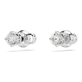 SWAROVSKI Attract Pierced Stud Earrings, Round-Cut Clear Crystals on Rhodium Finish Setting, Part of the Swarovski Attract Collection