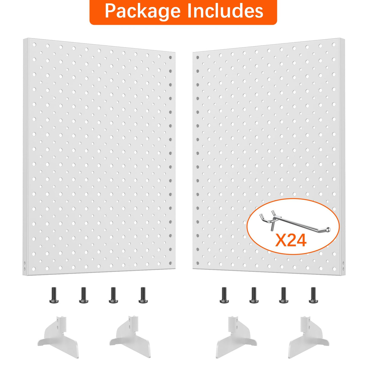 TORACK Pegboard Display Stand for Craft Shows & Fairs, 12 x 16 in Metal Tabletop Pegboard Display with Hooks for Christmas Fair Event(White, Pack of 2)