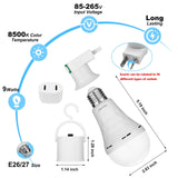 Ostwiki Rechargeable Emergency Light Bulbs 6 Pack Battery Operated Backup Light Bulbs for Power Outage Camping 9W E27 8500K Daylight Self-Charging Lamps for Home Hurricane Preparedness