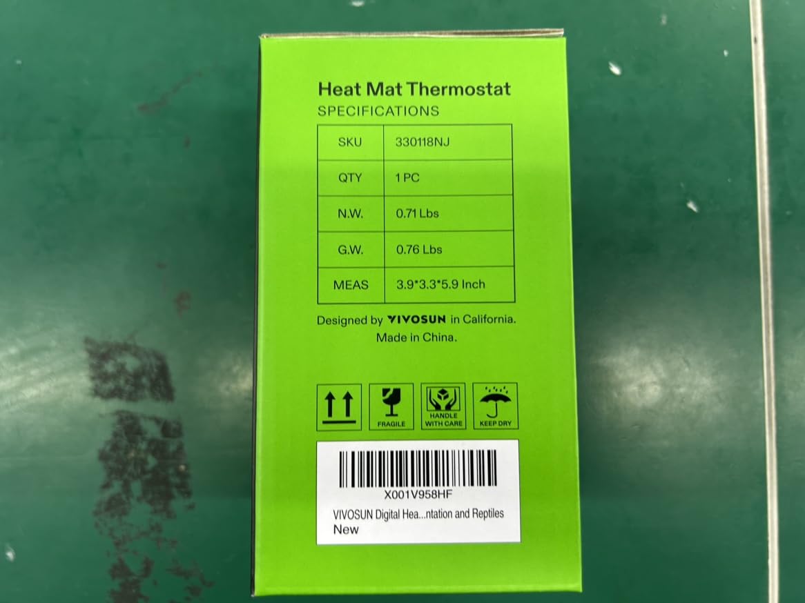 VIVOSUN Digital Heat Mat Thermostat Controller, 40–108 ºF 1000W for Reptiles, Seedlings, Germination, Incubation and Fermentation