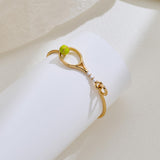 FILMOON 18K Gold Plated Tennis Racket Bracelet for Women Dainty Bangle Minimalist Jewelry