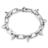COOLSTEELANDBEYOND Men’s Stainless Steel Spiked Paperclip Link Bracelet With Lobster Clasp, Punk Rock Chain Wristband