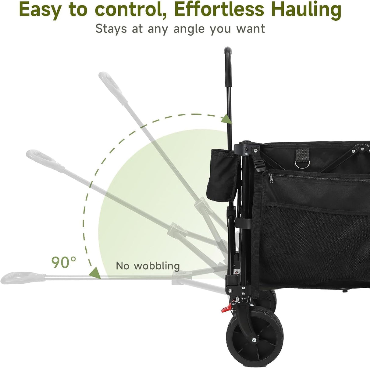 HAUSPROFI Collapsible Wagon Cart, 400 lbs Capacity, 7 cu ft (200L) Large Storage, Heavy Duty Foldable Utility Wagon with Pockets, Beach Wagon with Big Wheels for Sand, Garden, Camping & Grocery