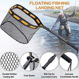 PLUSINNO Floating Fishing Net for Steelhead, Salmon, Fly, Kayak, Catfish, Bass, Trout Fishing, Rubber Coated Landing Net for Easy Catch & Release, Compact & Foldable for Easy Transportation & Storage