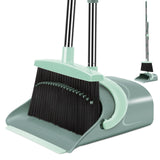 Broom and Dustpan Set for Home, Dust pan with Long Handle, Broom with Dustpan Combo Set, for Home Kitchen Room Office Lobby Floor Use Upright Stand Up Sweeping (Gray&Green)