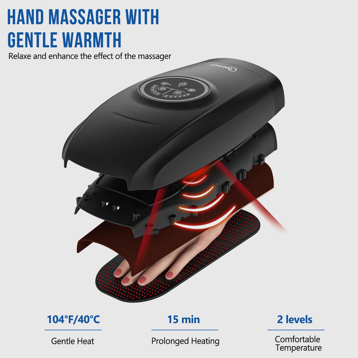 cotsoco Hand Massager with Heat and Compression, 3D Machine for Arthritis and Carpal Tunnel Syndrome Relief, 6 Levels Pressure Point Massage, Finger Wrist Massage for Pain Relief, Gifts for Women