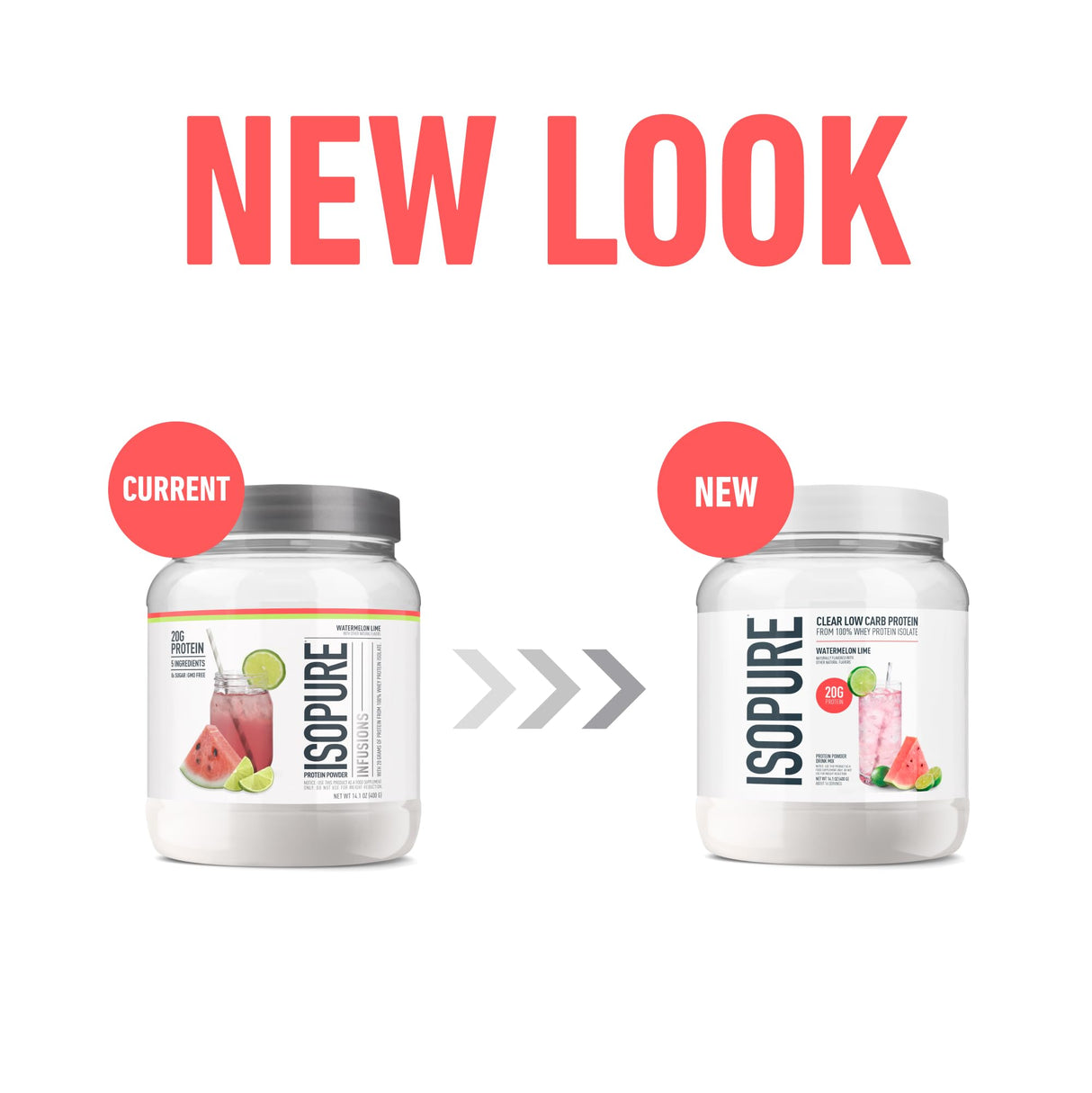 Isopure Clear Whey Isolate Protein Powder, Lactose Free, Gluten Free, Naturally Flavored, Watermelon Lime, 20g Protein Per Serving, 14.1 Oz, 16 Servings (Packaging May Vary)