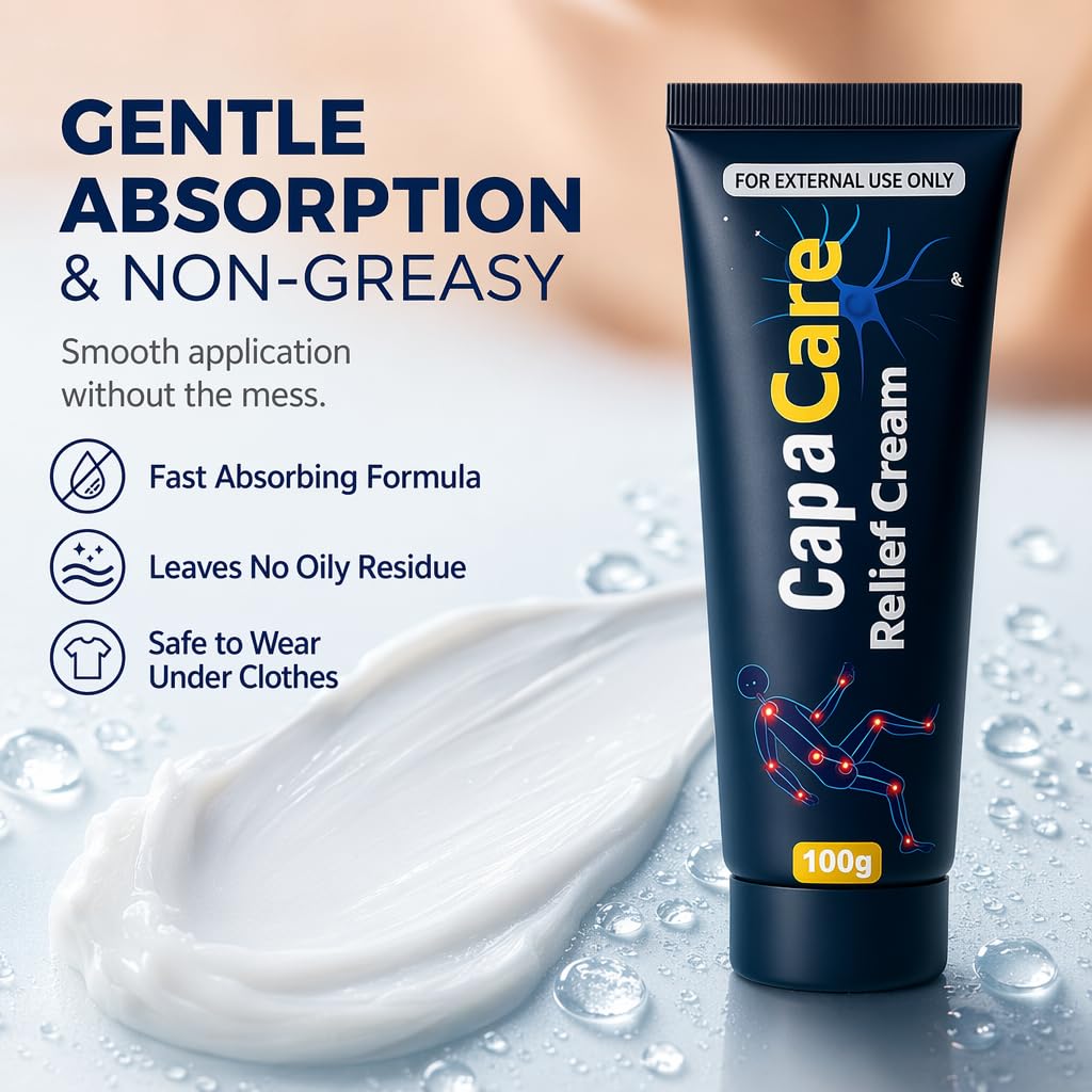 Original Capacare Neuropathy Relief Cream, Neurosoothe Formula Nerve Cream, Contains Capsaicin, Arnica, Menthol, Msm, and Glucosamine, Suitable for Feet, Hands, Legs, Muscles, Joints and Waist 100g