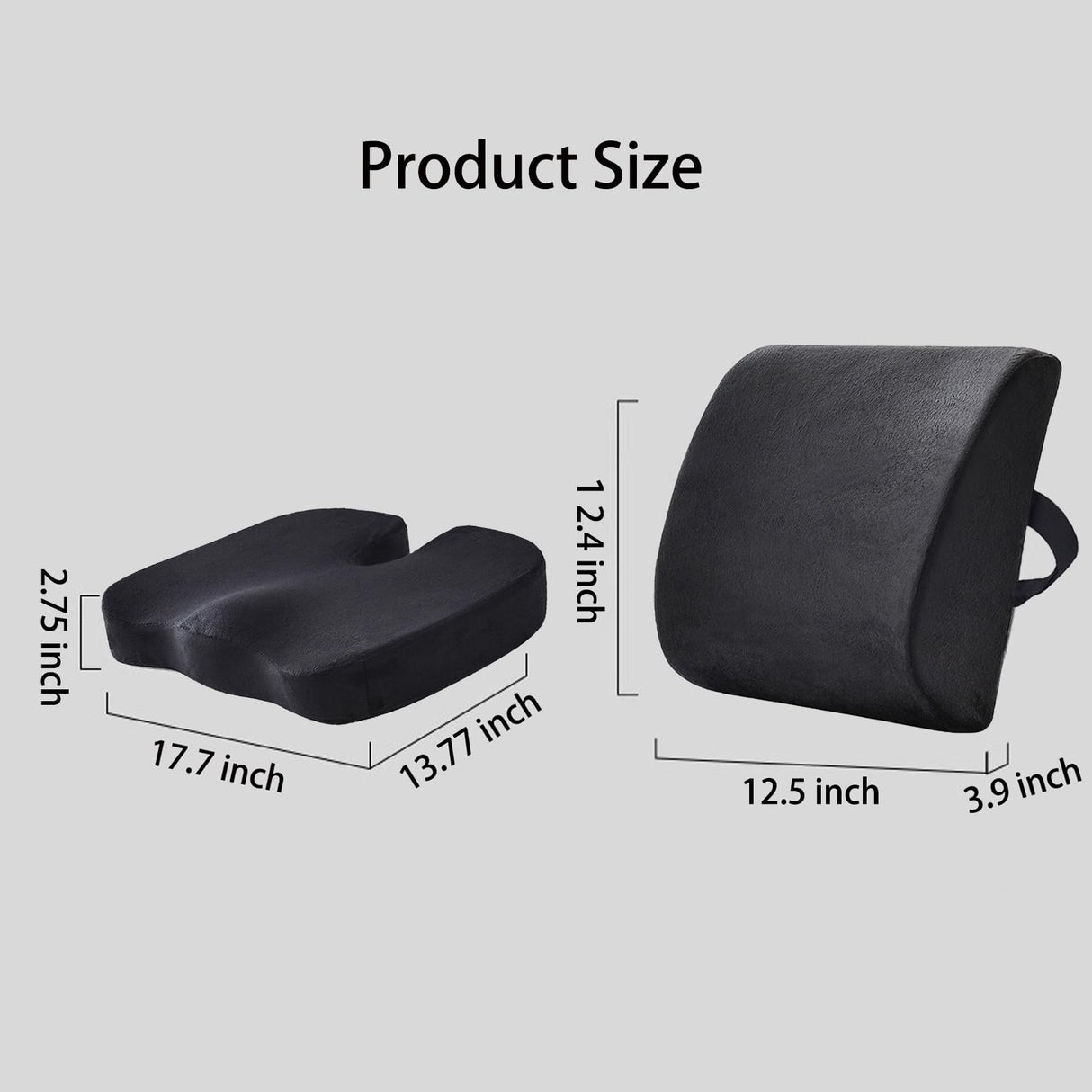 WMM Seat Cushion & Lumbar Support Pillow for Office Chair, Car Seat Wheelchair Travel, Reduce Tailbone Pressure for Lower Back, Tailbone, Sciatica, Hip Pain Relief
