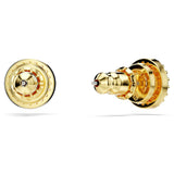 Swarovski Una Stud Earrings, Round Cut, Gold Tone, Gold-Tone Finished