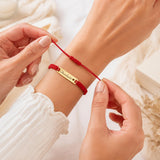Personalized Name Bracelet, Adjustable Red Braided Cord Design